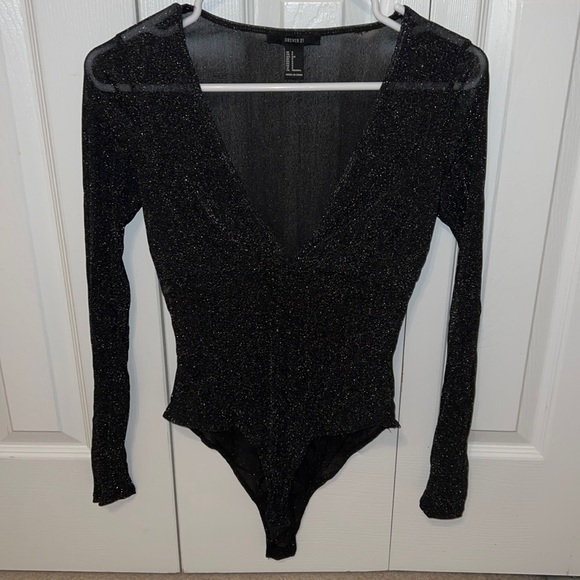Sparkly Sheer Long Sleeve Bodysuit - Picture 1 of 2
